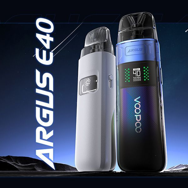 Purple and White VooPoo Argus E40 pod kits on promotional photo
