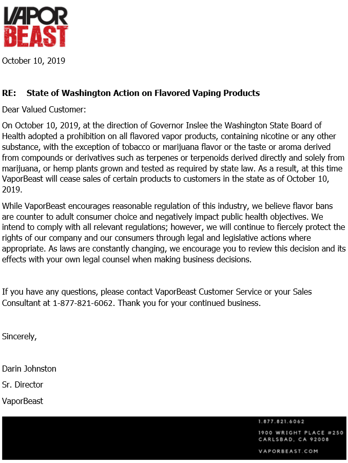 Washington vape bans