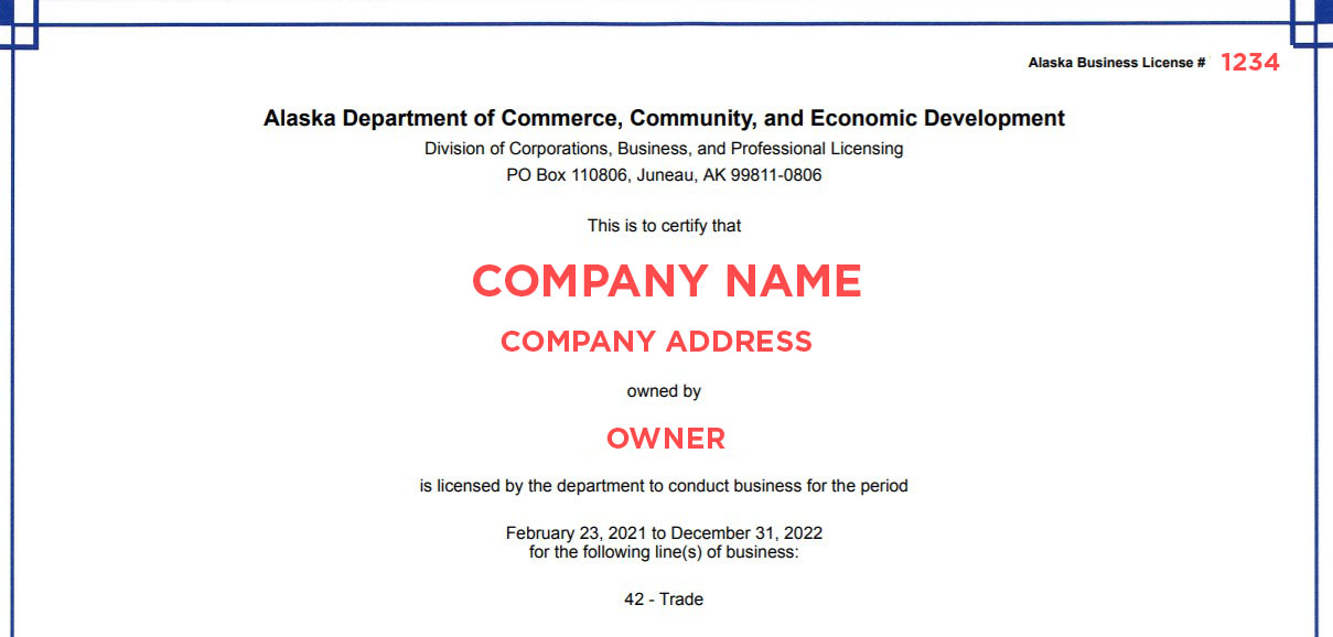 Alaska Business License