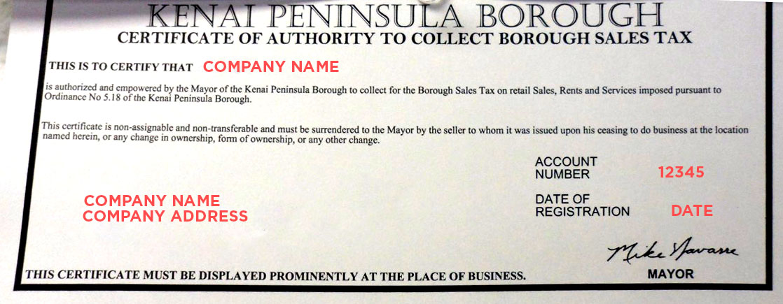 Alaska Tax License