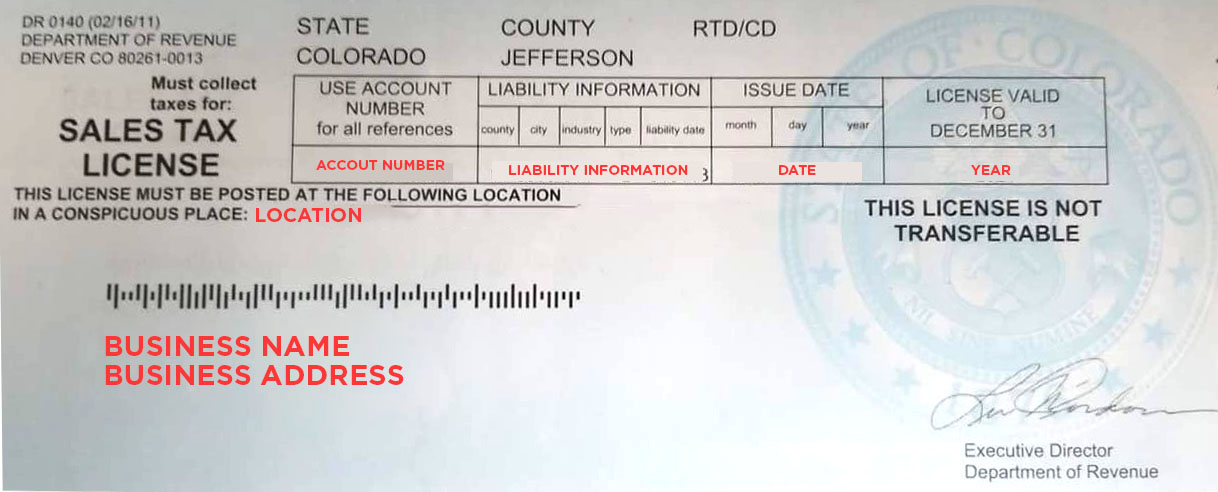 Colorado Sales Tax License
