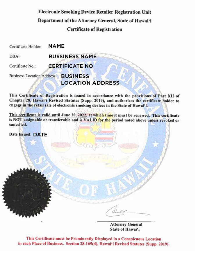 Hawaii Vape Permit