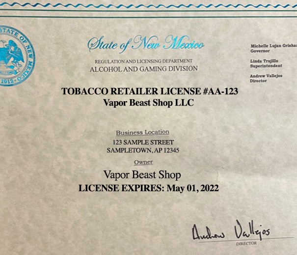 New Mexico Tobacco Permit