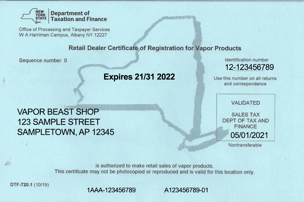 New York Vapor Permit