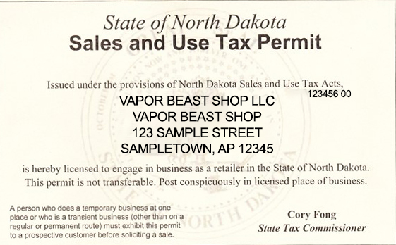 North Dakota Sales and Use Permit
