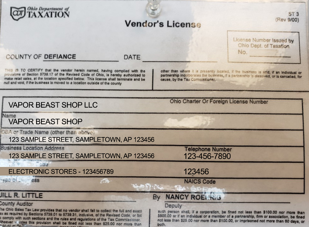 Ohio Tax Permit