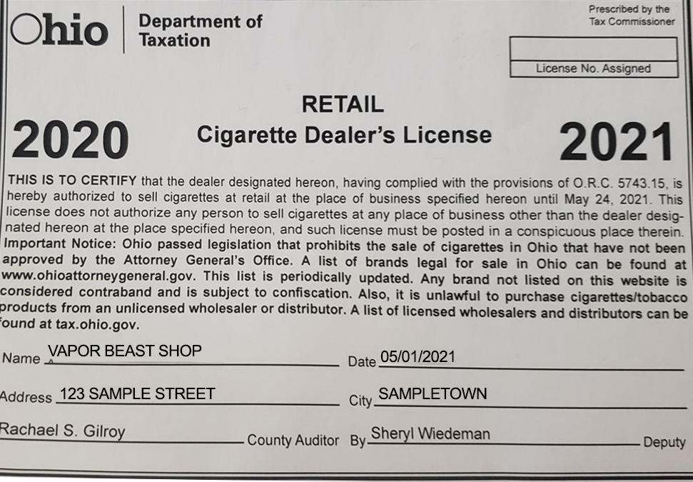 Ohio Tobacco Permit