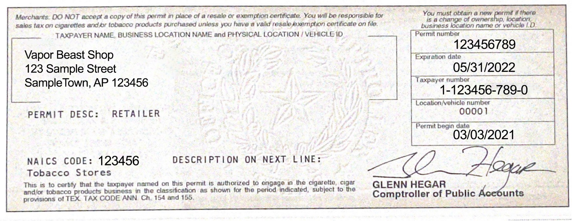 Texas Tobacco Permits V1