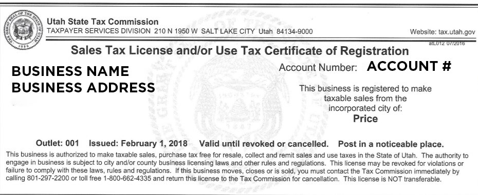 Utah Sales and Use Tax Permit