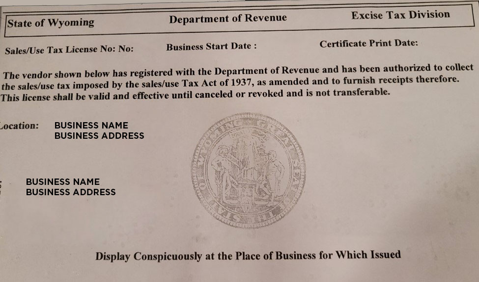 Wyoming Sales and Use Permit