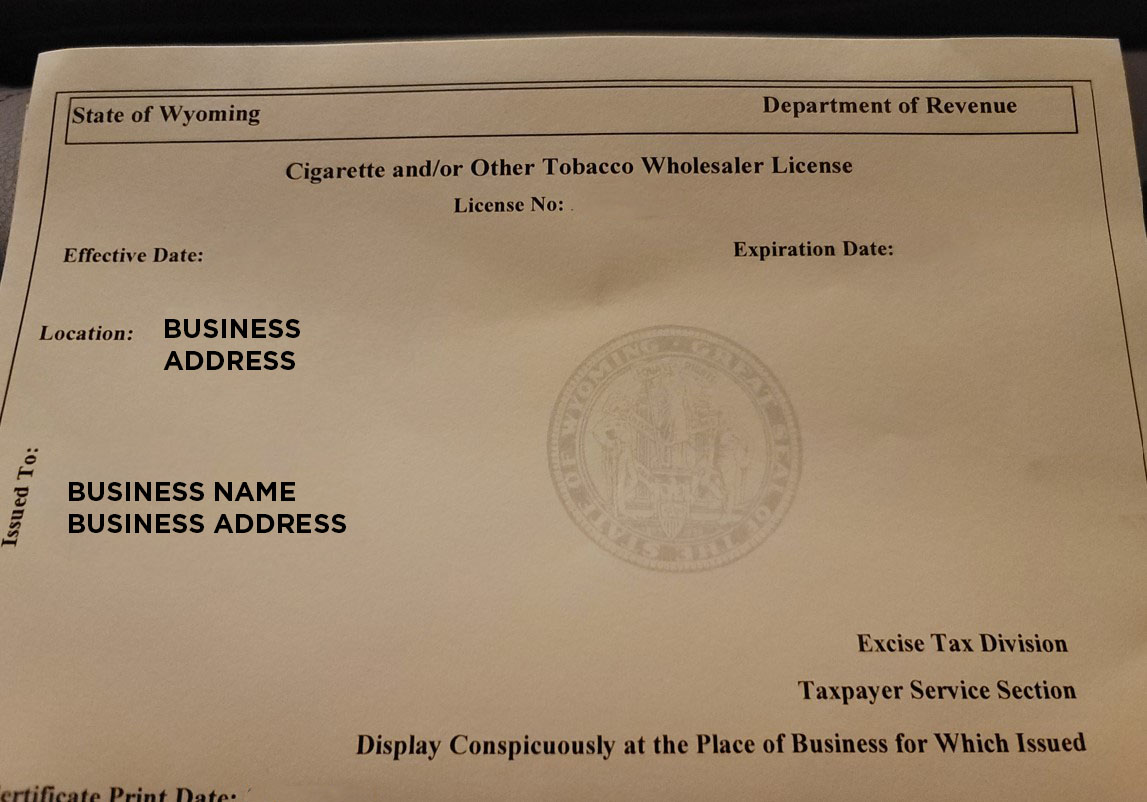 Wyoming Tobacco License