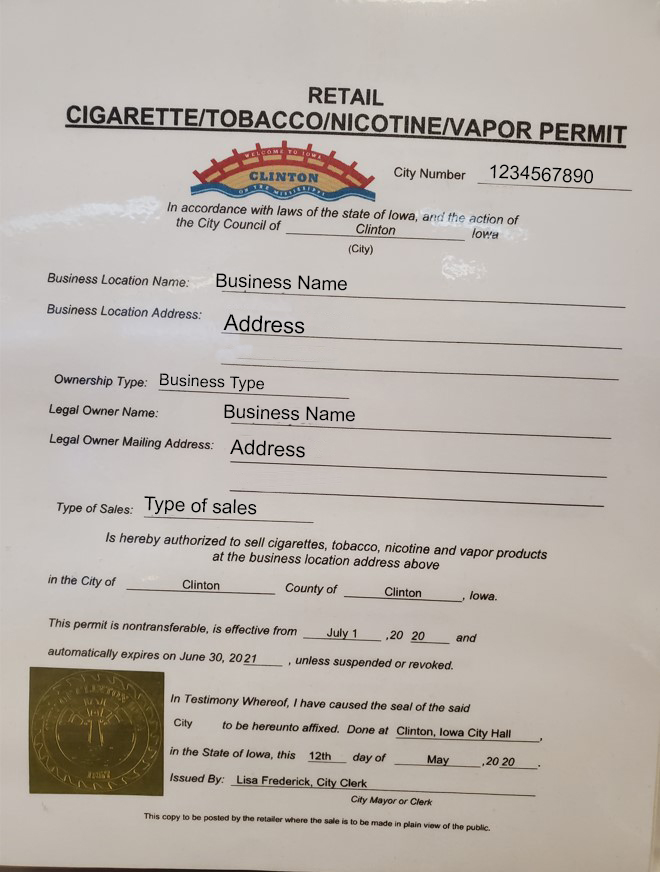 Iowa Vapor Permit